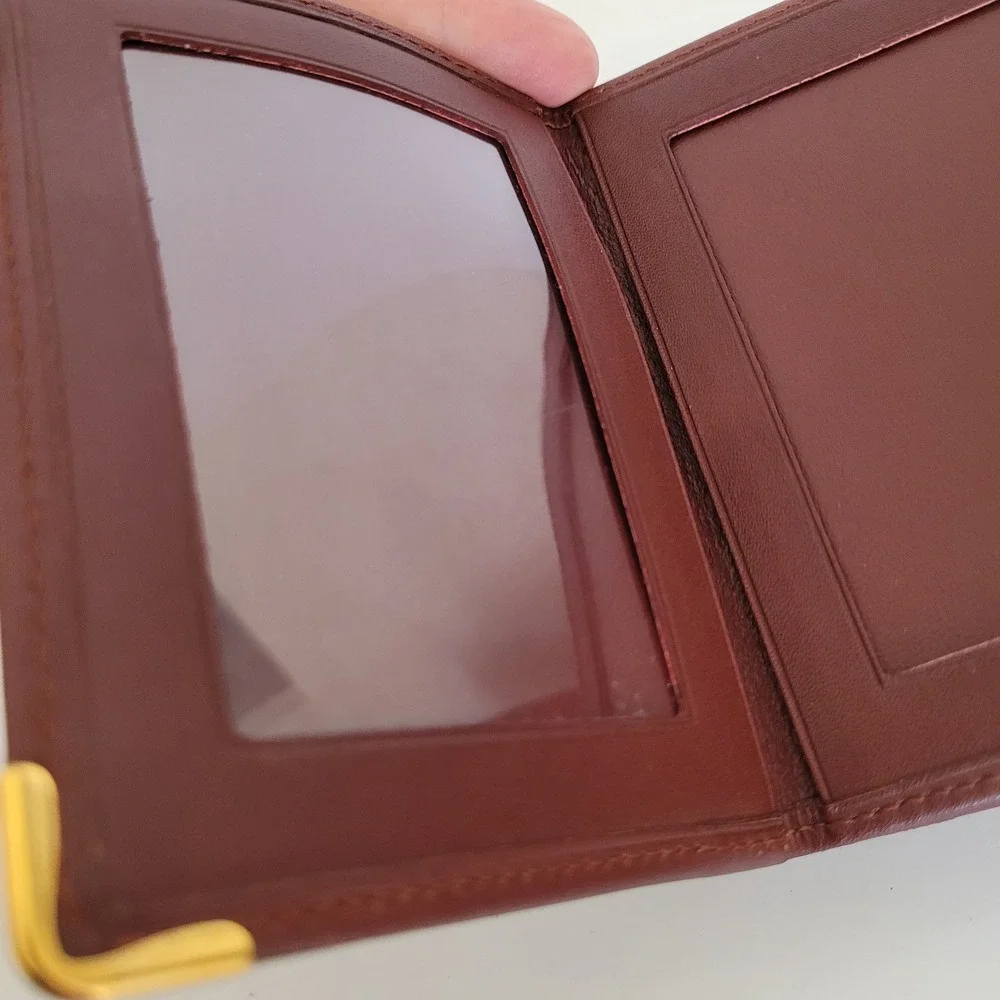 Cartier Paris Must de Cartier Burgundy Leather Card Holder Wallet Gold Corners